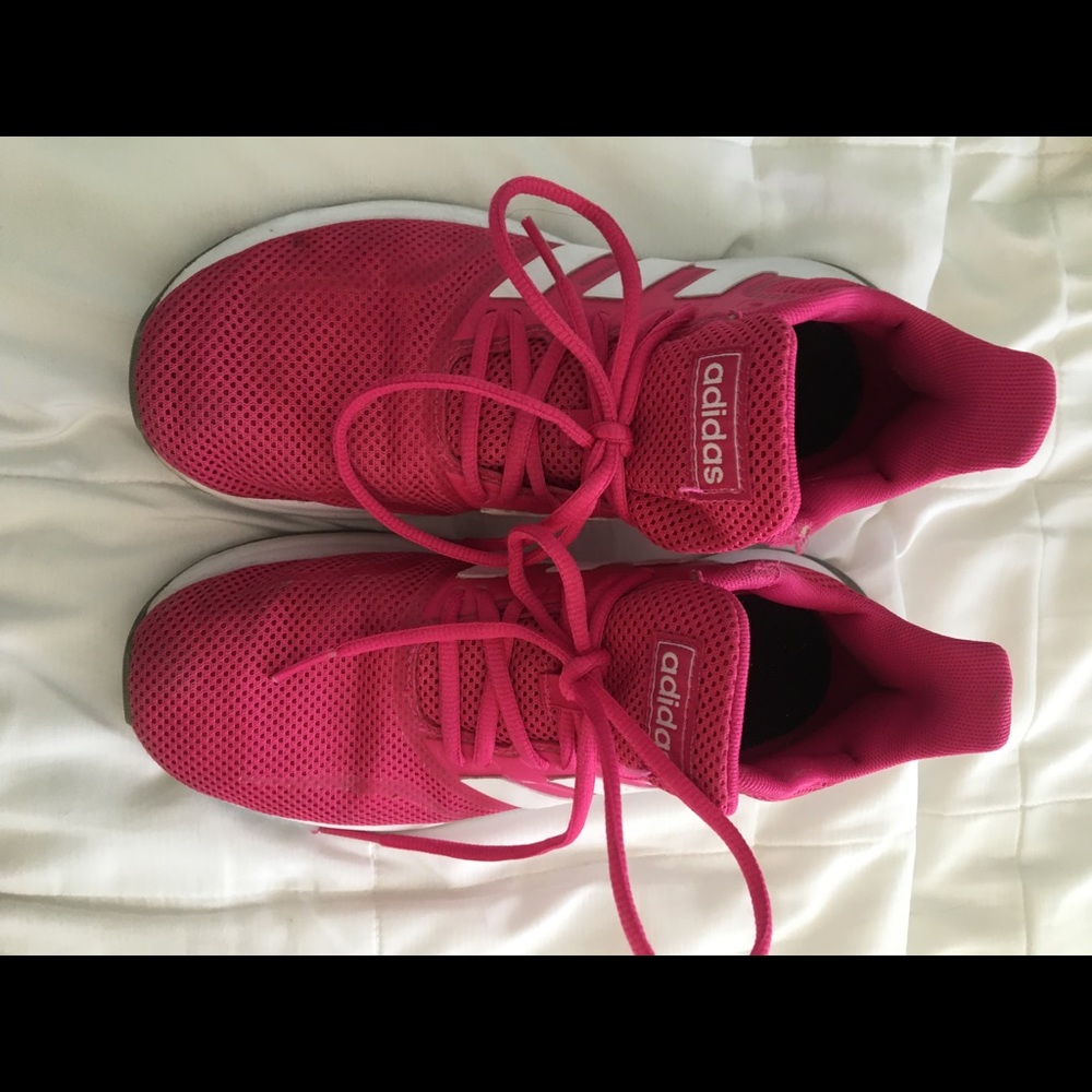 Pink adidas tennis shoes